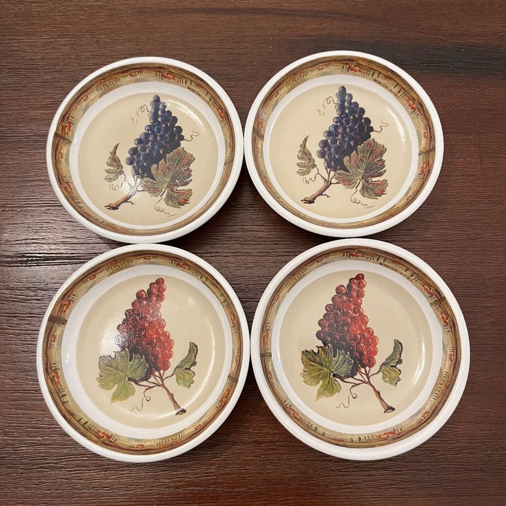 Cypress Home Dipping Dishes Plates 4" Grape Design Set of 4